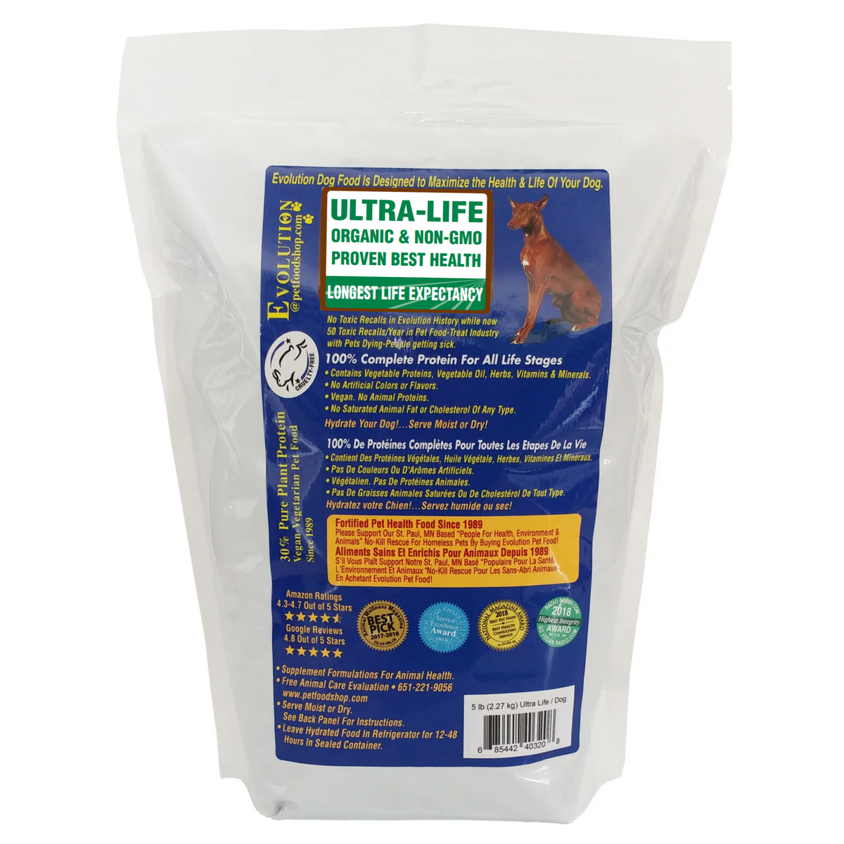 Proven Best Health-Longest Living ORGANIC NON GMO Dog Foods, Dog