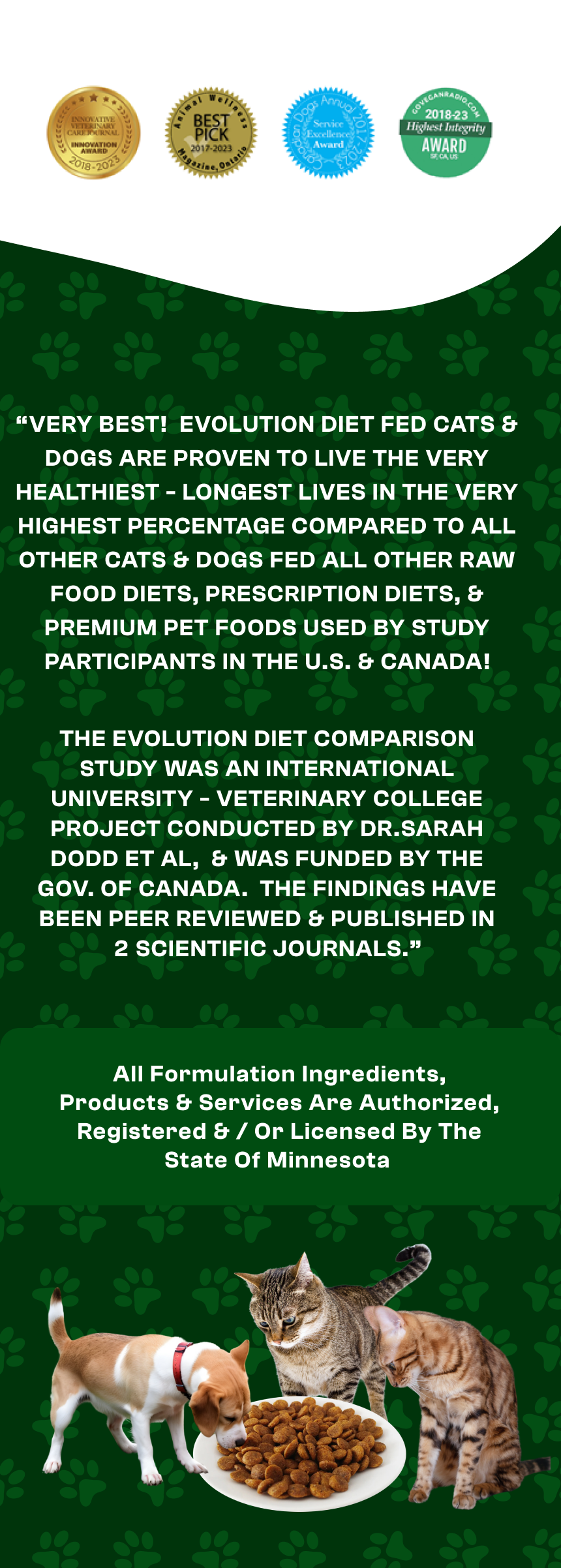 EVOLUTION DIET PROVEN HEALTHIEST LONGEST LIFE PET FOODS