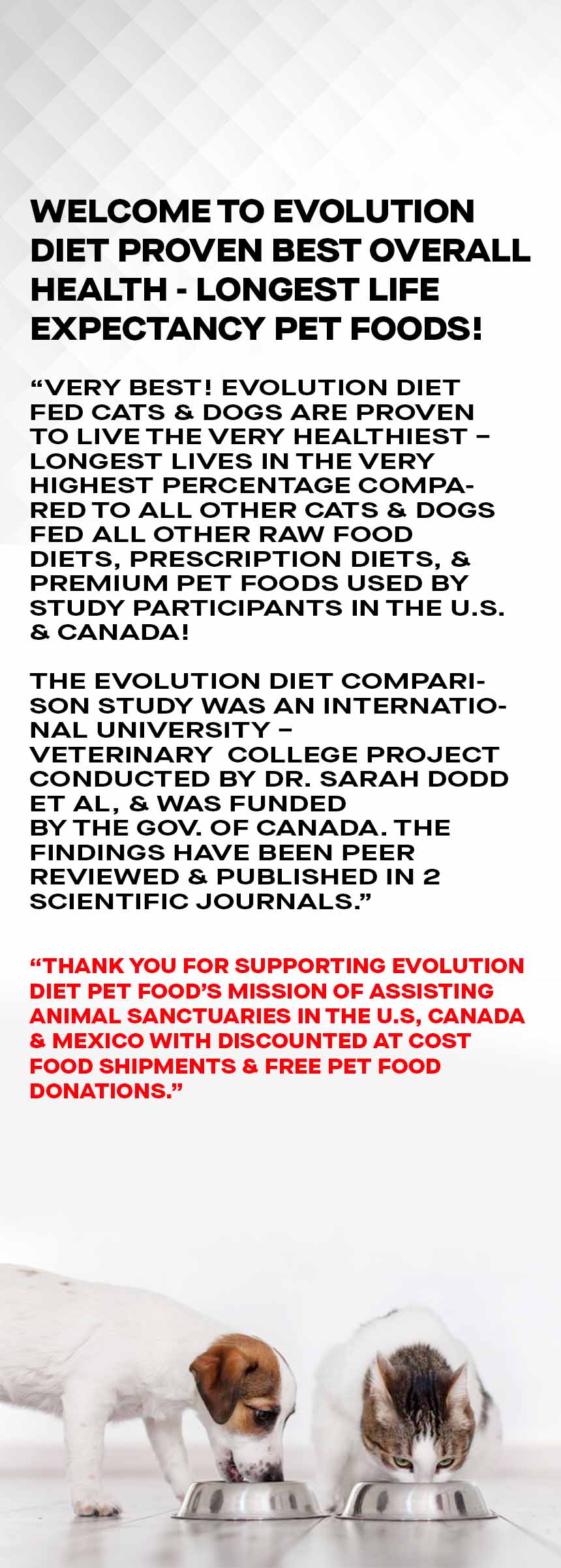 EVOLUTION DIET PROVEN HEALTHIEST LONGEST LIFE PET FOODS